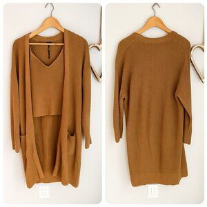 FRYE Womens 2-piece MADISON Duster Cardigan Knit Tank SMALL Brown